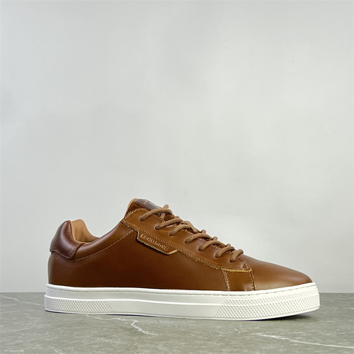 在售150美刀法国时尚运动鞋男鞋头层牛皮拼接休闲鞋耐磨低帮板鞋 - 图1