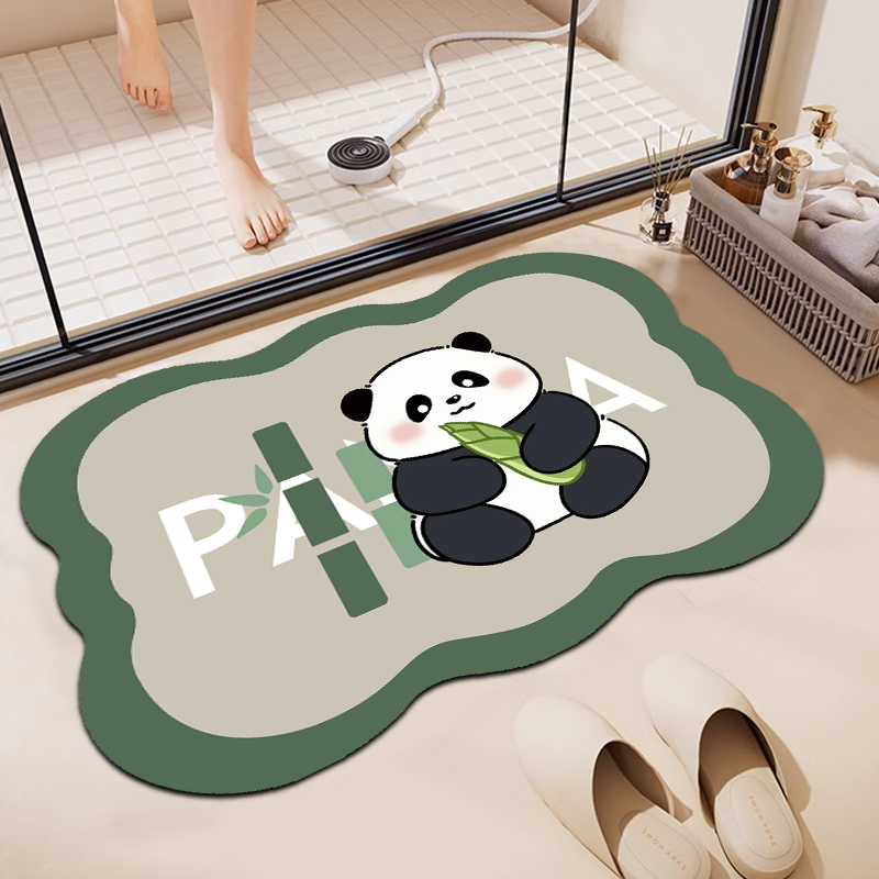 圣卡罗帝浴室卡通熊猫防滑耐脏地垫卫生间厕所门口吸水速干脚垫子