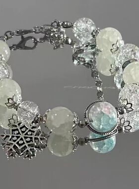 森系花漾星河手串渐绿手串ins小众琉璃串珠气质复古情侣款手链