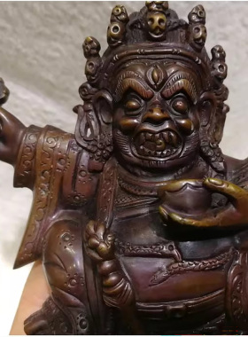 5寸紫铜黑袍金刚 尼泊尔纯铜佛像二臂玛哈嘎拉 金刚大黑天 黑金刚