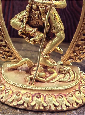 5寸狮面空行母尼泊尔铜鎏金佛像