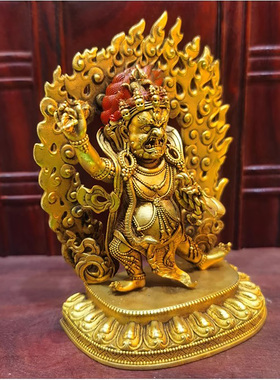 尼泊尔紫铜鎏金做旧佛像金刚手