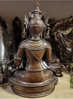 1尺地藏菩萨 尼泊尔进口纯铜古色佛像 地藏王菩萨 高约32公分