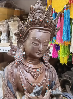 1尺金刚持尼泊尔纯铜古色佛像