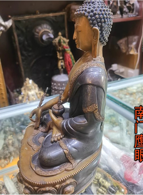 1尺纯铜佛像 药师佛 尼泊尔进口手工佛像 药师琉璃光佛 高约32cm