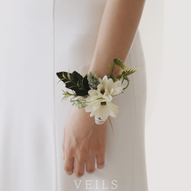 Veils original Korean style frescoed white bride wedding wrist flower bridesmaids and sisters hands floral groom chests