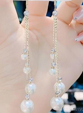 日韩新潮款珍珠流苏耳环