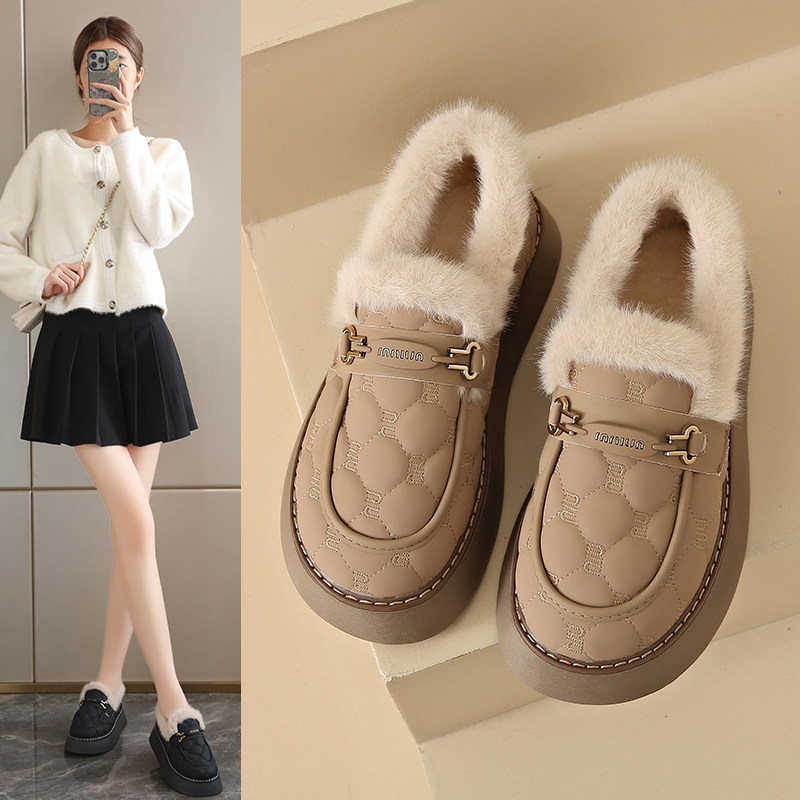 踩屎感加绒大码孕妇棉鞋女冬季2025新款外穿防滑一脚蹬二棉豆豆鞋,淘宝优惠券,粉丝福利购,淘宝优惠卷