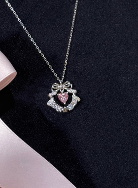 幸运花环925纯银甜美蝴蝶结项链