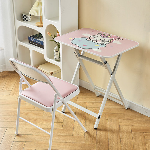 折叠学习桌儿童吃饭餐桌学生家用简易书桌写字作业桌子办公电脑桌 - 图0