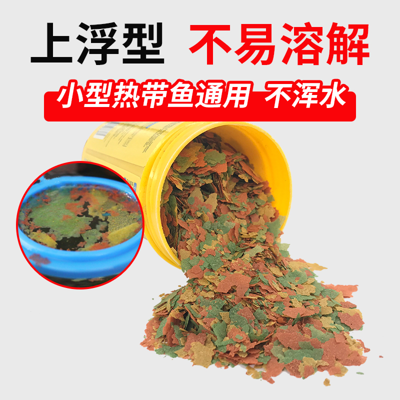 海豚薄片鱼粮观赏鱼饲料小型热带鱼孔雀鱼科灯鱼食上浮增色增艳 - 图1