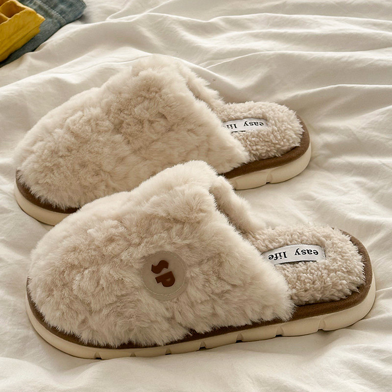 棉拖鞋冬季女士2024新款室内ins厚底外穿防滑保暖加绒毛毛鞋棉拖