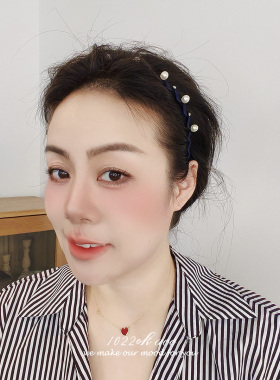简约水钻仿珍珠防滑缠布细发箍