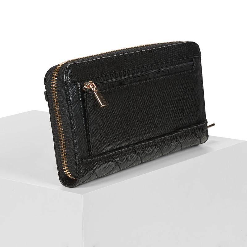 代购GUESS女士钱包大容量多卡位拉链闭合可拆腕带黑色合成材质,淘宝优惠券,粉丝福利购,淘宝优惠卷