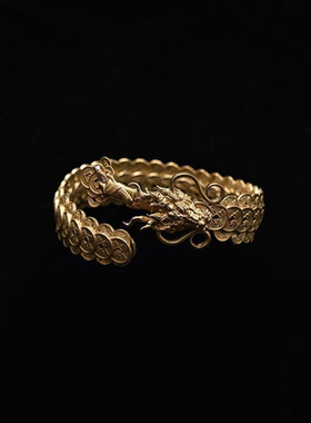 黄铜做旧转运铜钱龙剑手镯