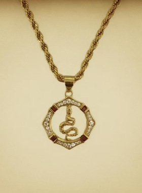 创意神秘埃及风法老灵蛇吊坠项链复古时尚高级感锁骨链个性卫衣链