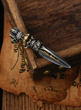 泰银复古金刚杵吊坠国风民族潮流