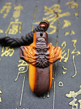 雷击桃木钟馗天然木雕饰品枣木吊坠随身挂件紫薇钥匙扣手工雕刻款