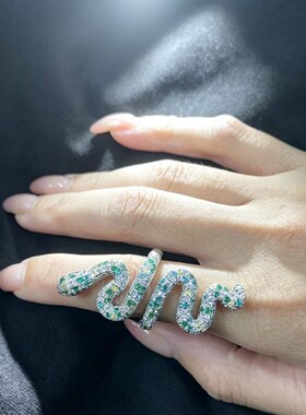 泰勒斯威特taylorswift霉霉戒指蛇戒五色锆石彩色指环高颜值食指