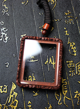 雷击枣木吊坠唐卡嘎乌盒木牌双面唐卡挂坠纯手工一体雕刻随身配饰