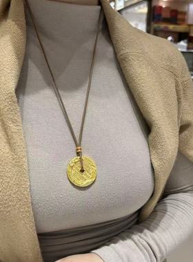 古法工艺鱼跃龙门山鬼花钱平安扣吊坠铜镀金国风项链高级挂坠配饰