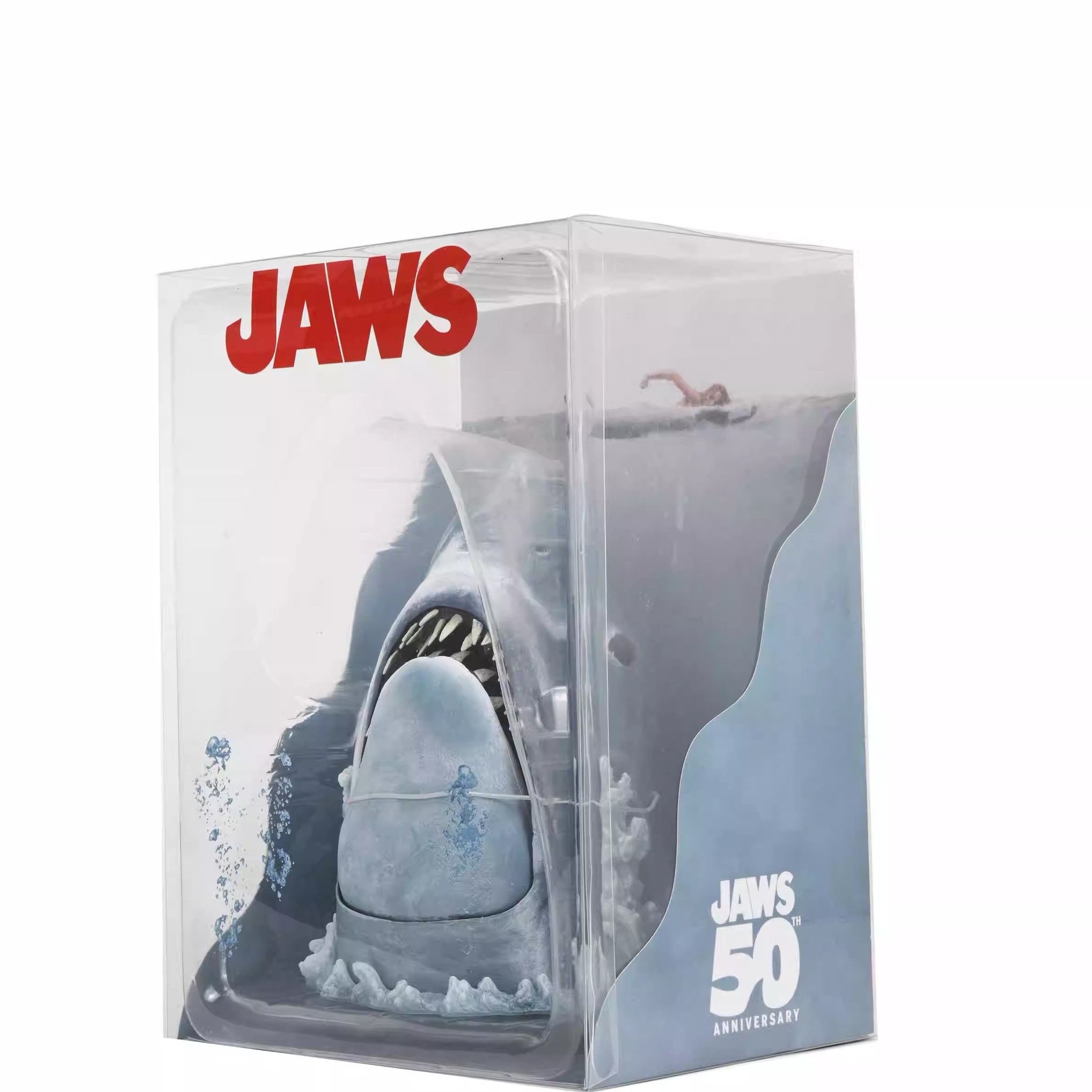 现货国行NECA大白鲨 50周年 3D海报场景 手办 模型 正版镭射金标 - 图1