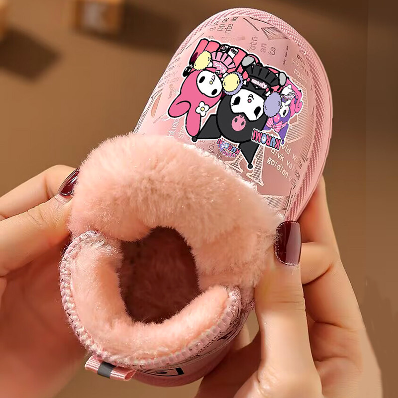 爆款库洛米冬季儿童棉鞋宝宝雪地靴子加绒软底厚女孩短靴皮面防水,淘宝优惠券,粉丝福利购,淘宝优惠卷