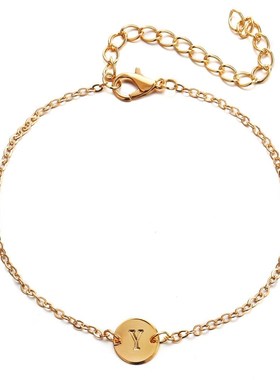 браслет圆形26字母女手链alphabet Letter Bracelet women