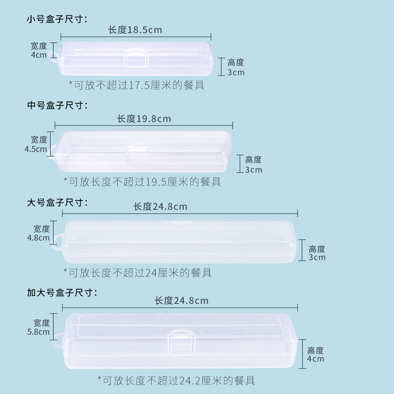 韩国进口餐具便携盒子空筷勺收纳盒树脂便携式外带学生透明翻盖式 - 图0