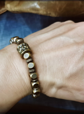 纯铜做旧情侣黄铜朋克金属手串