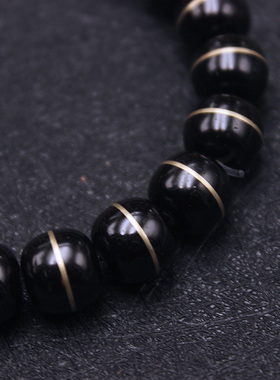 情侣椰蒂桶珠黄铜一线镶铜手链