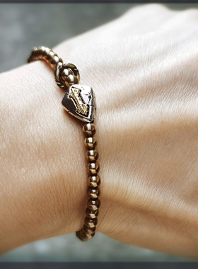 情侣纯黄铜8k个性复古叠戴手链