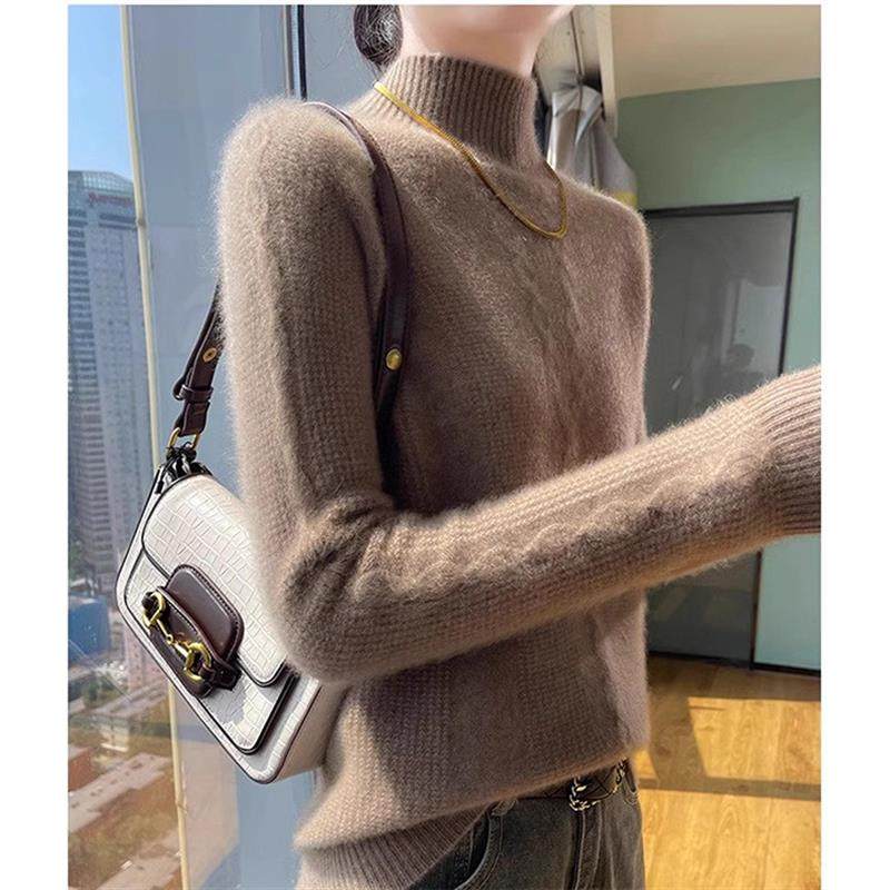 半高领宽松毛衣女2025年新款秋冬纯色短款针织衫套头内搭打底衫厚,淘宝优惠券,粉丝福利购,淘宝优惠卷