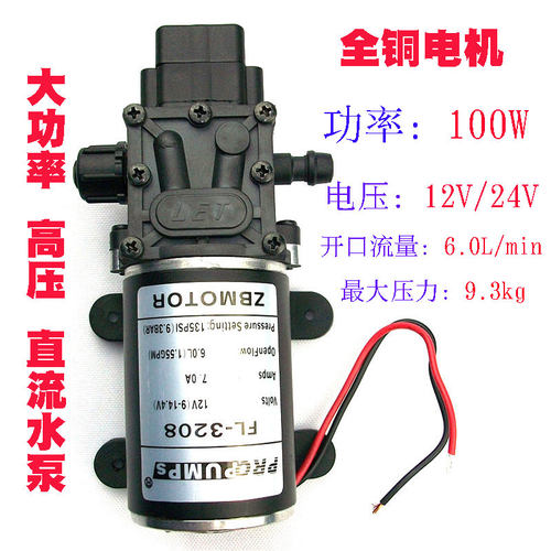 48V高压直流泵100W12伏洗车自吸3208增压喷水隔膜泵24V管道清洗机 - 图0