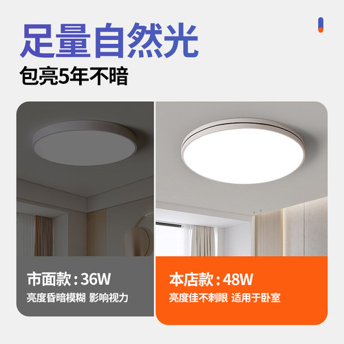 主卧室灯2026新款LED吸顶灯现代简约全光谱护眼儿童房间中山灯具 - 图2