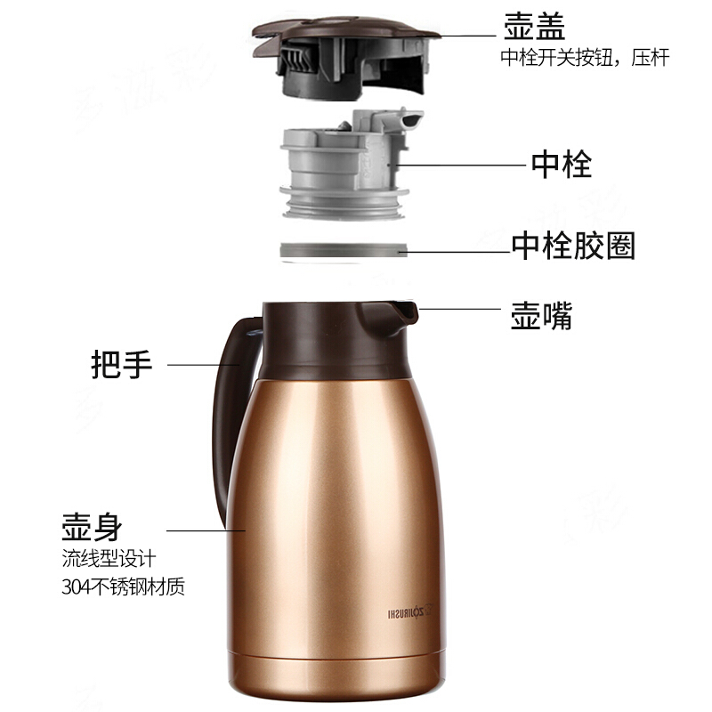 象印保温壶大容量HJ15C/19C日本办公家用不锈钢真空热水壶保温瓶