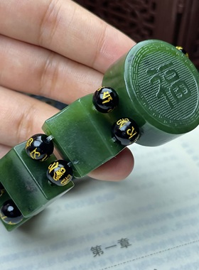 天然和田玉碧玉佛公手牌手链男女款玉石手串弥勒佛玉牌玉佩手饰