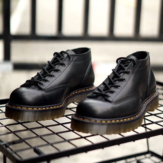 固特异热熔焊接短脸monkeyboots马丁靴男低帮百搭休闲鞋皮鞋新款