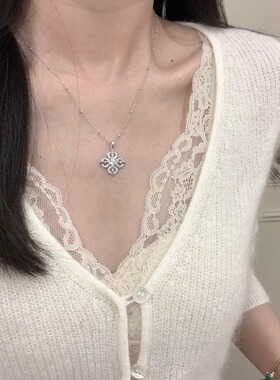 S十字金刚杵项链女轻奢风太阳花镶钻高级感锁骨链时尚气质不退色
