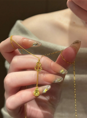 新款S光影璀璨 福禄闪烁双层葫芦项链女小众设计轻奢高质感不退色