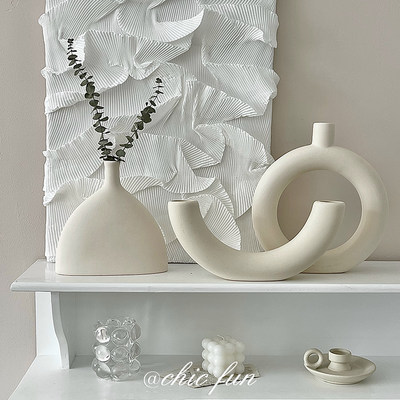 侘寂风花瓶摆件客厅ins风陶瓷干花艺术女装服装店装饰品桌面素胚 虎窝淘