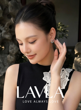 LAVLA轻奢紫色花朵珍珠耳钉