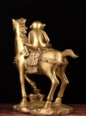 古韵斋 黄铜马上福猴摆件 家居装饰创意礼品工艺品 一件代发