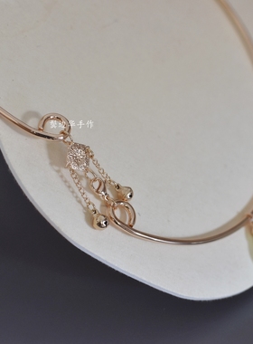 【青宵】微瑕岫玉带铃铛项圈璎珞汉服古风配饰绕红绳