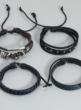 Foreign Trade Ethnic Style Vintage Leather Bracelet Men手链