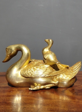 黄铜一家欢乐鸭子摆件铜雕工艺品家居装饰品客厅办公室桌面摆设