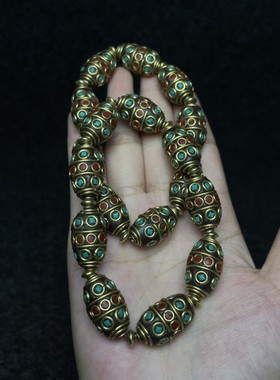 古玩旧藏花梨木镶嵌骨片收藏盒内珍藏尼泊尔回流手串手链送礼