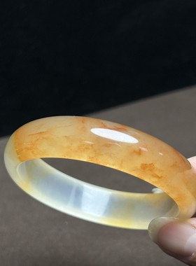 黄龙玉手镯石英岩玉镯子云南龙陵黄蜡石玉镯黄蜜蜡冰种手环百搭