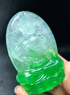 缅甸老坑帝王翡翠色特大号观音牌高冰霸气男款观音吊坠玉石挂件