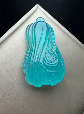 冰种蓝水翡翠玉白菜吊坠男女款百财玉石挂件招财锁骨项链